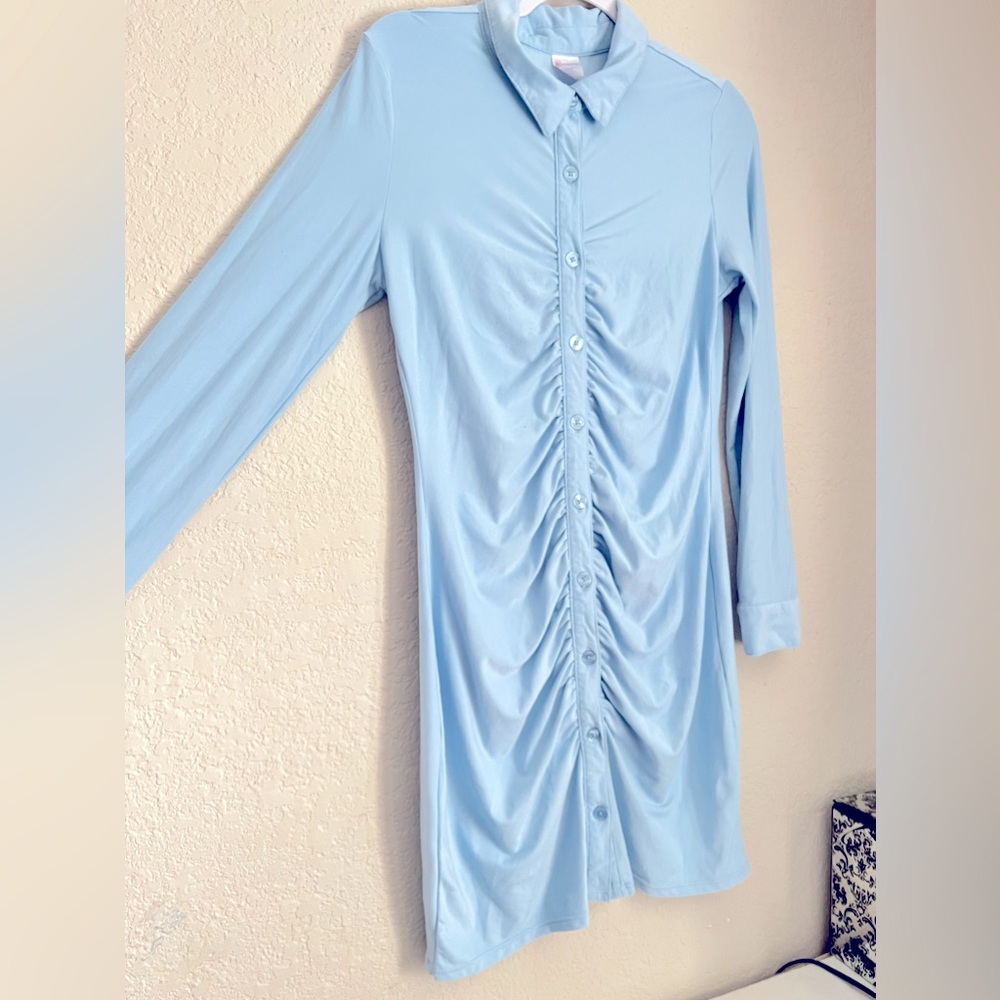 Light blue long sleeve mini skirt